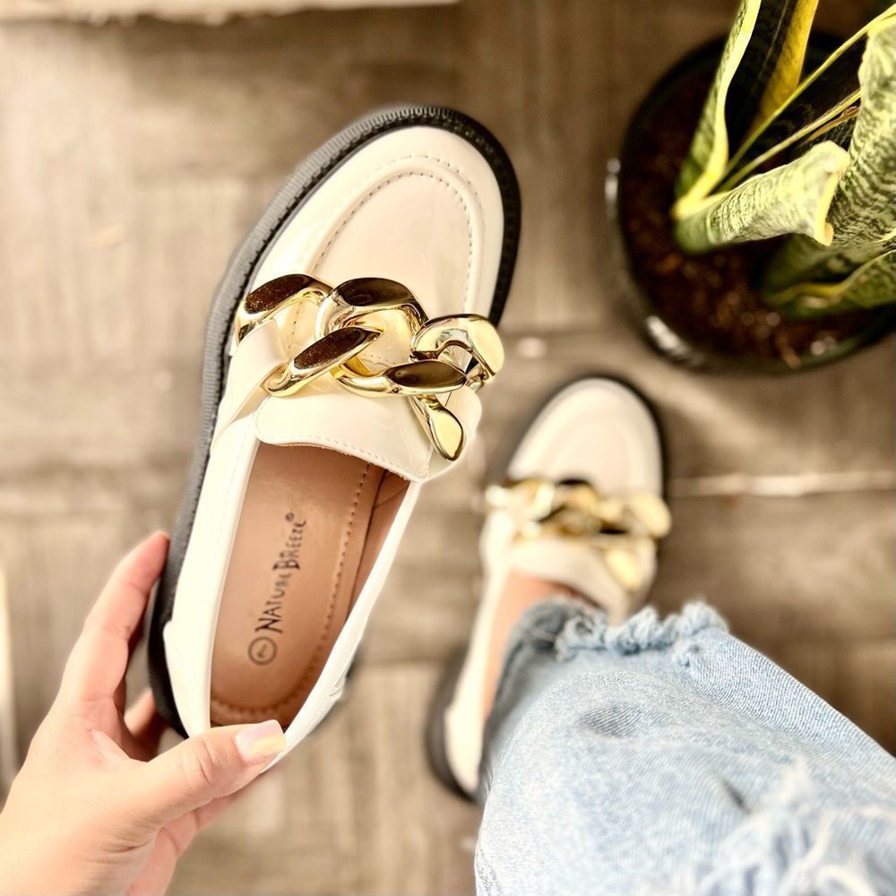 White Chain Strap Platform Loafers - Picture 8 of 11